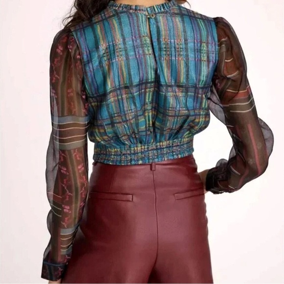 Roopa Pemmaraju for Anthropologie Shimmer Cotton and Silk Plaid Top Size Small - Picture 2 of 11